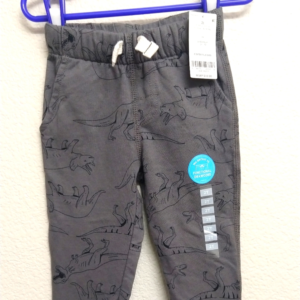 Carter's Dinosaur 2T Drawstring Pant Joggers Brand New W/Tags